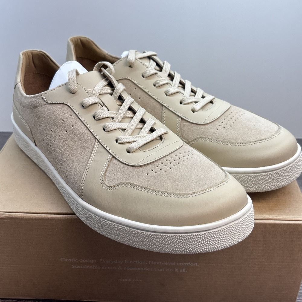 Nisolo Women's 11 Bria Go To Court Sneakers Bone‎ Leather Lace Up NEW Defect
